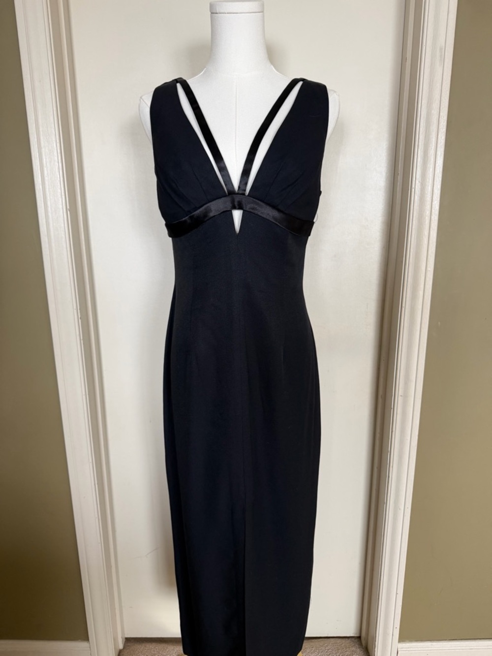 Vintage 90s Al That Jazz Black Evening Midi Dress Size 7/8